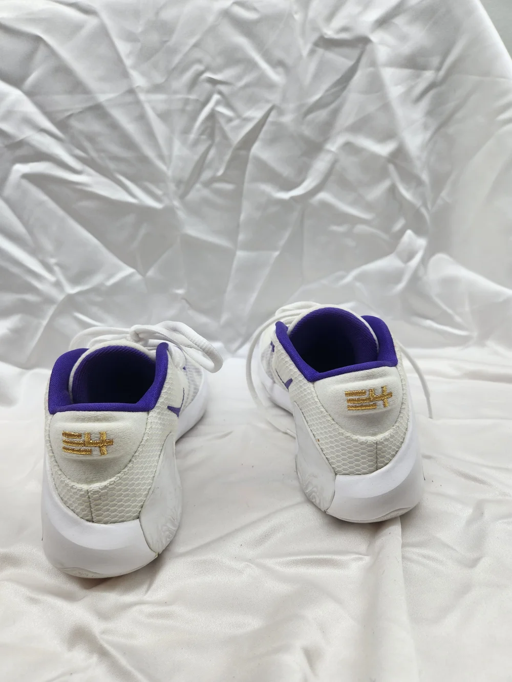 Nike Zoom Freak White and Purple Kids Sneakers with Purple and Gold Accents